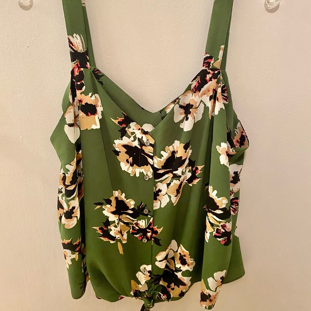 1. STATE Womens Floral Sleeveless V Neck Tie Tank
